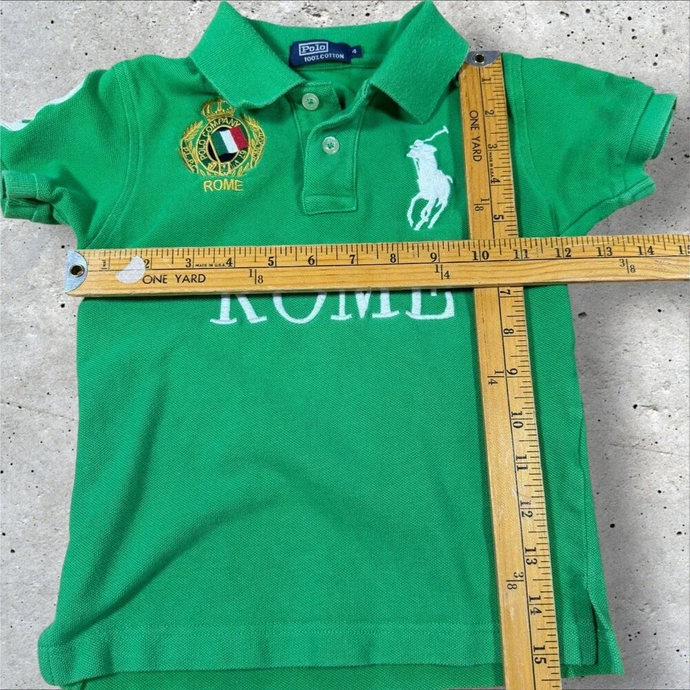 Polo Ralph Lauren Rome Italy Big Pony Polo Shirt Green Kid Toddler Size 4 #3 PRL